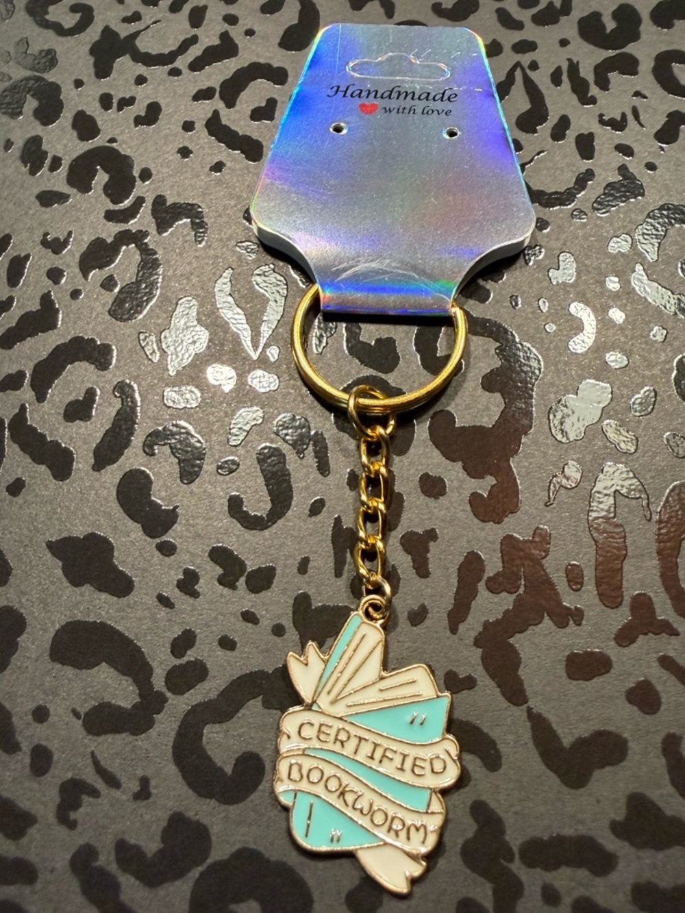 Handmade Certified Bookworm Keychain Cute Reader Gift Book Lover Charm